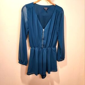Express Chiffon emeral green romper size XS